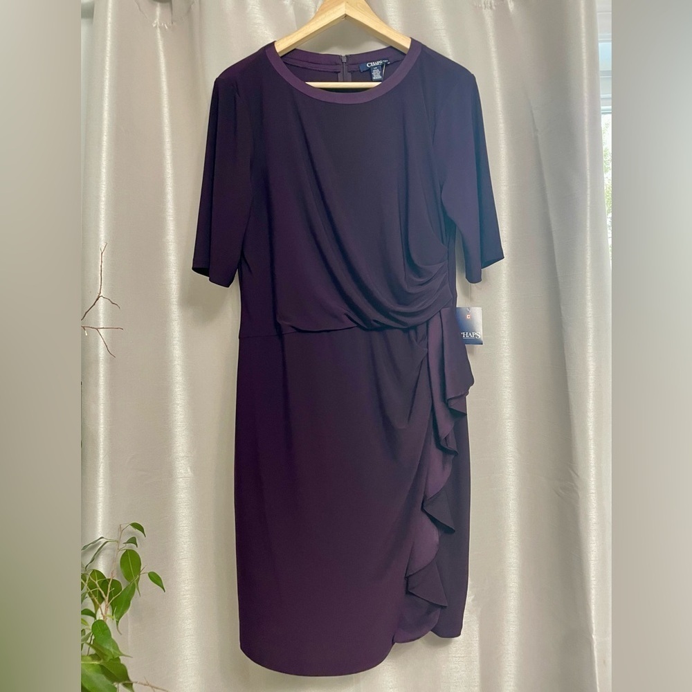 CHAPS - Faux Wrap Dress Purple.